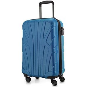 SUITLINE - Koffer met wielen, harde schaal met volumeverlenging, TSA-vergrendeling, ABS, mat, 4 rubberen dubbele wielen, Cyaan, 55 cm