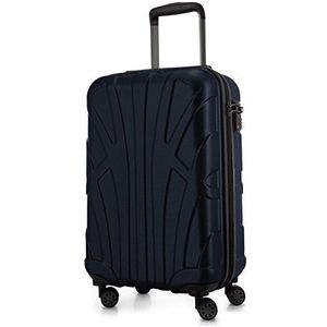SUITLINE - Koffer met wielen, harde schaal met volumeverlenging, TSA-vergrendeling, ABS, mat, 4 rubberen dubbele wielen, Donkerblauw, 55 cm