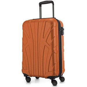 SUITLINE - Koffer met wielen, harde schaal met volumeverlenging, TSA-vergrendeling, ABS, mat, 4 rubberen dubbele wielen, Oranje, 55 cm