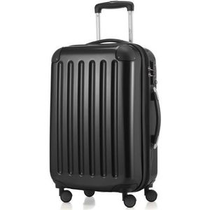 HAUPTSTADTKOFFER - Alex - 4 dubbele wielen handbagage hardshell uitbreidbare koffer 55 cm trolley, TSA, zwart
