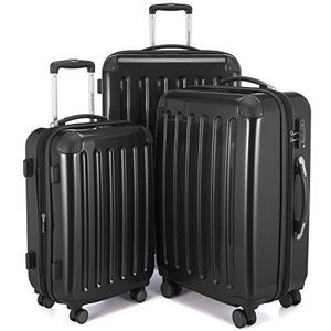HAUPTSTADTKOFFER - Alex 3-delige kofferset 4 dubbele wielen, trolley-set, uitbreidbare reiskoffer, TSA, (S, M & L), zwart