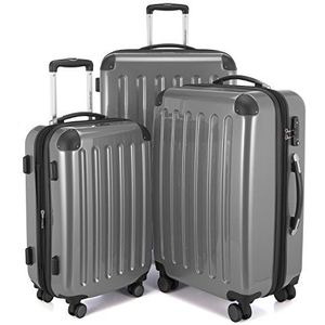 HAUPTSTADTKOFFER - Alex 3-delige kofferset 4 dubbele wielen, trolley-set, uitbreidbare reiskoffer, TSA, (S, M & L), zilver