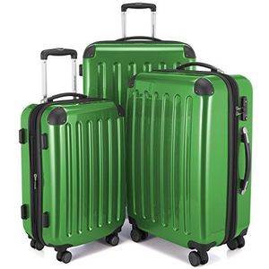 HAUPTSTADTKOFFER - Alex 3-delige kofferset 4 dubbele wielen, trolley-set, uitbreidbare reiskoffer, TSA, (S, M & L), groen