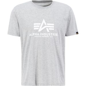 Alpha Industries - T-shirt Basic - Greyheather/white - Korte Mouwen - 100% Katoen