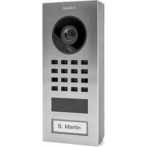 Doorbird D1101 V video-intercominstallatie, compacte editie, 1 belknop en nachtzicht, bediening van de toegang tot je huis, bewegingsmelder, accessoires inbegrepen, roestvrij staal