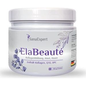 SanaExpert ElaBeautÃ©, voedingssupplement met collageen, Q10, OPC, zink en vitaminen, collageenvorming, huid en haar, collageenpoeder, 150 g