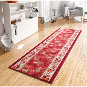 Hanse Home Vloerkleed, laagpolig, loper, tapijt, hal, tapijt, laagpolig, velours, rood, 80x500 cm