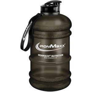 Ironmaxx Lekvrije Fitnessdrinkfles Met Draaggreep, 2,2 Liter, Mat Zwart, Bpa-Vrij, Meetschaal Voor Nauwkeurige Dosering