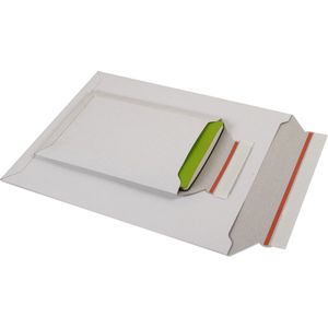 Kartonnen envelop wit mat verzendenvelop massief karton 175x250mm vzv plakstrip en tearstrip doos a 100st