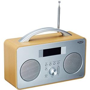 Xoro DAB 240 Draagbare radio Digitale Klok, Zilver, Hout - Draagbare radio (klok, digitaal, DAB,DAB+, FM, 4 W, LCD, 3,5 mm)