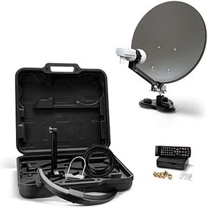 XORO MCA 38 HD 38,5 cm camping satelliet antenne kit met FullHD DVB-S2 ontvanger, enkele LNB met geïntegreerde satelliet, 10 m kabel in harde koffer