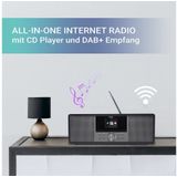 XORO HMT 600 V2 - All-in-One Internetradio mit WLAN, CD-Player, DAB+/FM Radio, Bluetooth, Podcast, USB MP3 Mediaplayer, Spotify Connect, MP3-Streaming (UPnP) Schwarz