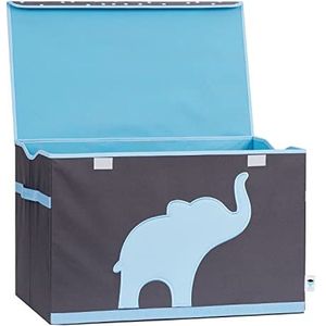 LOVE !T STORE !T - Opbergdoos, grote kinderkist, speelgoedkist met deksel voor de kinderkamer, 62 x 38 x 39 cm, olifant, grijs/lichtblauw