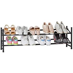 Love IT Store IT Loft Schoenenrek van metaal, smal, voor het opbergen van schoenen, ruimte voor maximaal 10 paar schoenen, uittrekbaar, stapelbaar, stabiel, mat zwart