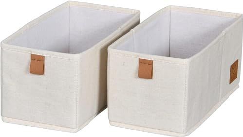 Love It Store It Premium opbergsysteem voor laden, 2-delig, kastorganizer van stof, versterkt met karton, set met twee kleine dozen, beige, 30 x 15 x 15 cm