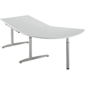 HANNA - Bijzettafel, in hoogte verstelbaar 650 - 850 mm, 3/8-cirkel, met steunvoet, lichtgrijs