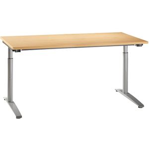 HANNA - Bureautafel met C-vormig onderstel, in hoogte verstelbaar 650 - 850 mm, breedte 1600 mm, beukenhoutdecor