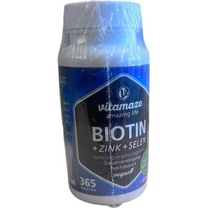Biotine - 10.000 mcg - Voedingssupplement - Veganistische Tabletten - Zink - 365 Tabletten