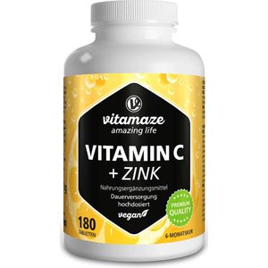 Vitamine C - 1000 mg - 180 Veganistische Tabletten - Puur Natuurlijk Supplement