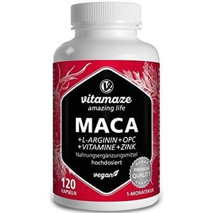 Maca - Capsules - 5000 mg - 120 Veganistische Capsules - Met L-Arginine en Vital-Formule B6 B12 OPC Zink