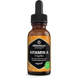 Vitamine A - Druppels - Hoge Dosis 5000 IE per Dag - 50 ml - Veganistisch - Voedingssupplement