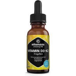 Vitamine D3 + K2 - Voedingssupplement - 50 ml - Hoge Dosis - Vegetarisch - Made in Duitsland