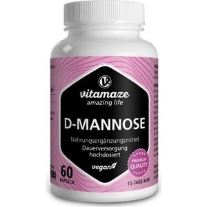 D-Mannose Capsules hoge dosis & veganistisch, 2000 mg per Dagdosering, 60 Capsules met 500 mg per Capsule, Supplement zonder onnodige Toevoegingen, Made in Germany