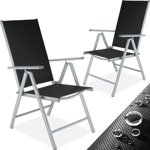 tectake® - 2x aluminium tuinstoel - Standenstoel - Verstelbare rugleuning - zilver- 401631