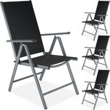 Aluminium tuinstoel / tuin stoel antraciet - zwart 401634