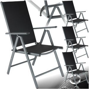 Aluminium tuinstoelen inklapbaar - antraciet, Set van 4