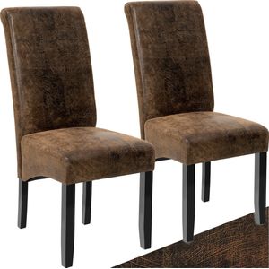tectake® Esszimmerstuhl, gepolstert mit Kunstlederbezug, massive Holzbeine, 44 x 63 x 106 cm