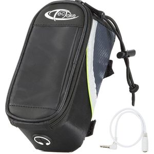 tectake® Fietstas voor Smartphone - Zwart / Grijs / Groen - Waterafstotend - Met Transparant Aanraakscherm - Maat S