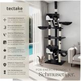 tectake Kratzbaum Katzenbaum Hansi 260 cm - Diverse Farben - Schwarz-Weiß, Vielseitig mit robusten Sisalstangen und Plüschoberfläche