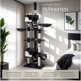 tectake Kratzbaum Katzenbaum Hansi 260 cm - Diverse Farben - Schwarz-Weiß, Vielseitig mit robusten Sisalstangen und Plüschoberfläche