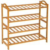 TecTake - Houten Schoenenrek 68x25x70 cm - met 4 Verdiepingen - 401652