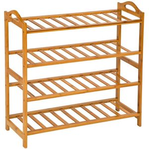 TecTake - Houten Schoenenrek 68x25x70 cm - met 4 Verdiepingen - 401652