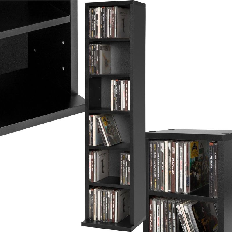 tectake® CD DVD Regal, in Holzoptik, höhenverstellbare und herausnehmbare Zwischenböden, 90 x 21 x 20 cm