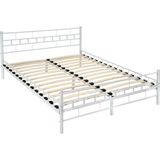 tectake® Metallbett, robustes Stahlgestell, bodenschonende Kunststoffkappen, 140 x 200 cm