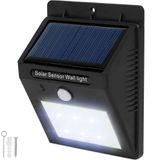 6 x LED Solar tuinverlichting wandlamp bewegingsdetector - zwart