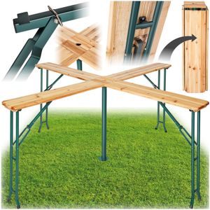 tectake® Quattro Bartafel als Biertentenset - XXL Biertafel van Hout - Opvouwbaar - Buitenklaptafel - Weerbestendige Tuintafel - Robuust en Stabiel