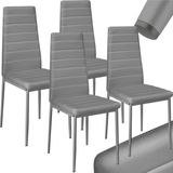 tectake® Set Esszimmerstuhl, gepolstert mit Kunstlederbezug, schlanke Stahlbeine, 45 x 48 x 98,5 cm