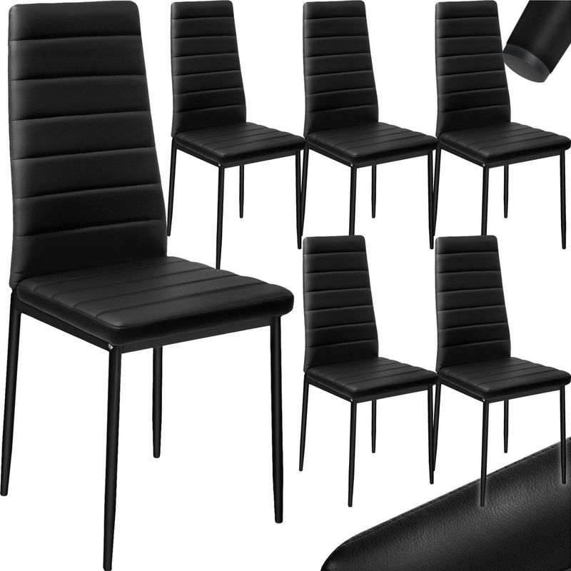 tectake® Set Esszimmerstuhl, gepolstert mit Kunstlederbezug, schlanke Stahlbeine, 45 x 48 x 98,5 cm