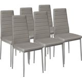 tectake® - 6 eetkamerstoelen - kunstleer - kleur grijs - set van 6 - 401851