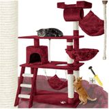 tectake® Kratzbaum, 141 cm, mit Katzenhaus, inklusive Treppe, Spielkordel und Kippschutz