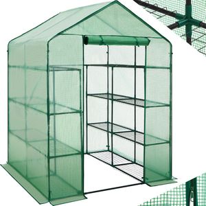 tectake® Foliekas - Hobbykas met UV-Bestendige PE-Rasterfolie en 16 metalen opslagroosters - 143 x 143 x 195 cm - Kas beschermt tegen kou, regen en vorst - Kweekkas voor tomaten en planten