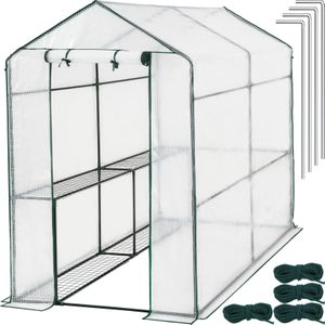 tectake® - Broeikas Hobbykas 186x120x190 cm - Kweekkas - Foliekas voor Tomaten en Planten - Beschermt Tegen Kou, Regen en Vorst