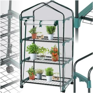 Mobiele Foliekas met 3 Planken 69x49x133 cm - Transparant