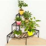 Plantentrap met 3 treden halfrond 60 x 60 x 60 cm - zwart