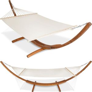 tectake XXL hangmat Thorsten met houten frame voor 2 personen - wit - 401995 - wit Textiel 401995