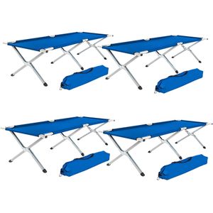 4x tectake® - veldbed - 4 stuks xl veldbed 190 cm - blauw - 402004